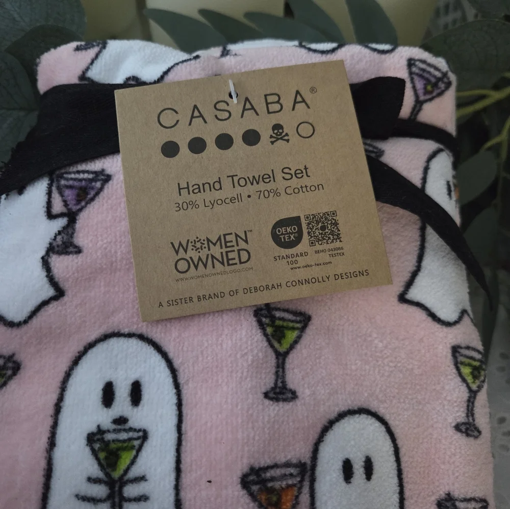 Casaba Fun Ghost Hand Towel Set - Pink